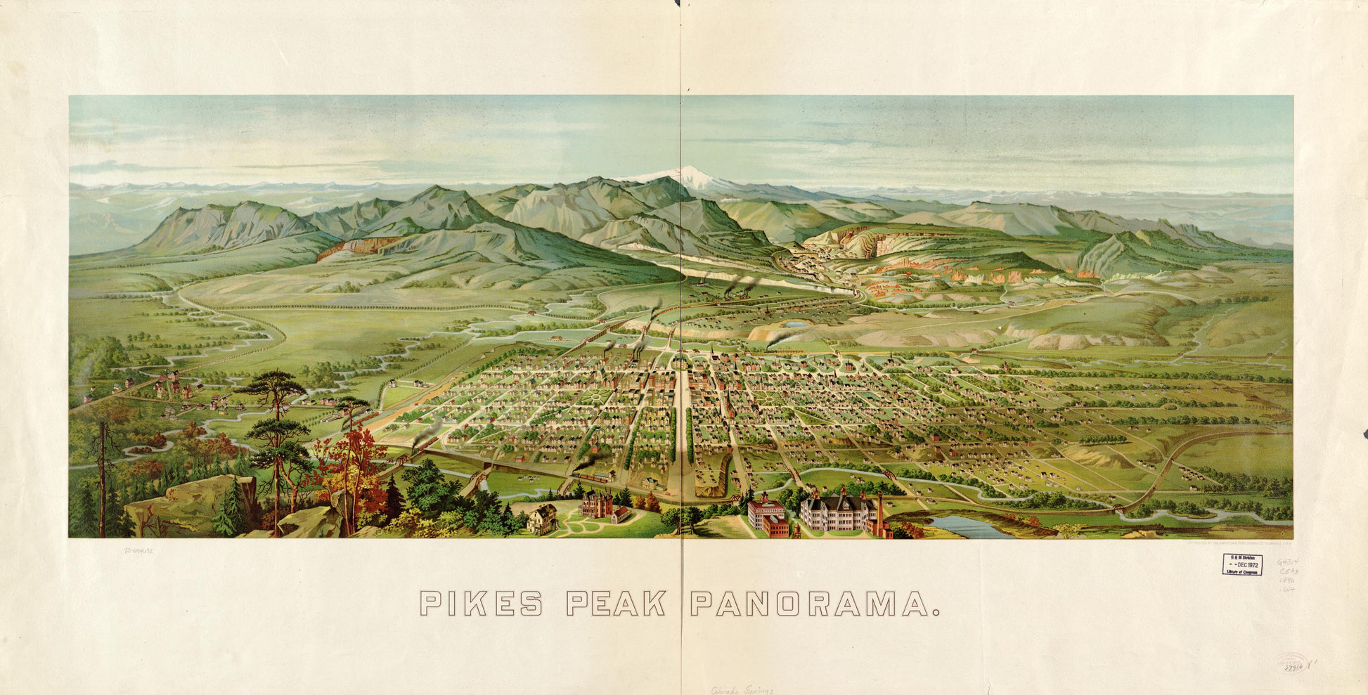 Pikes Peak panorama. (1890) – Historic Bird’s-Eye View Panorama Print