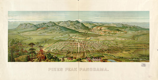 Pikes Peak panorama. (1890) – Historic Bird’s-Eye View Panorama Print