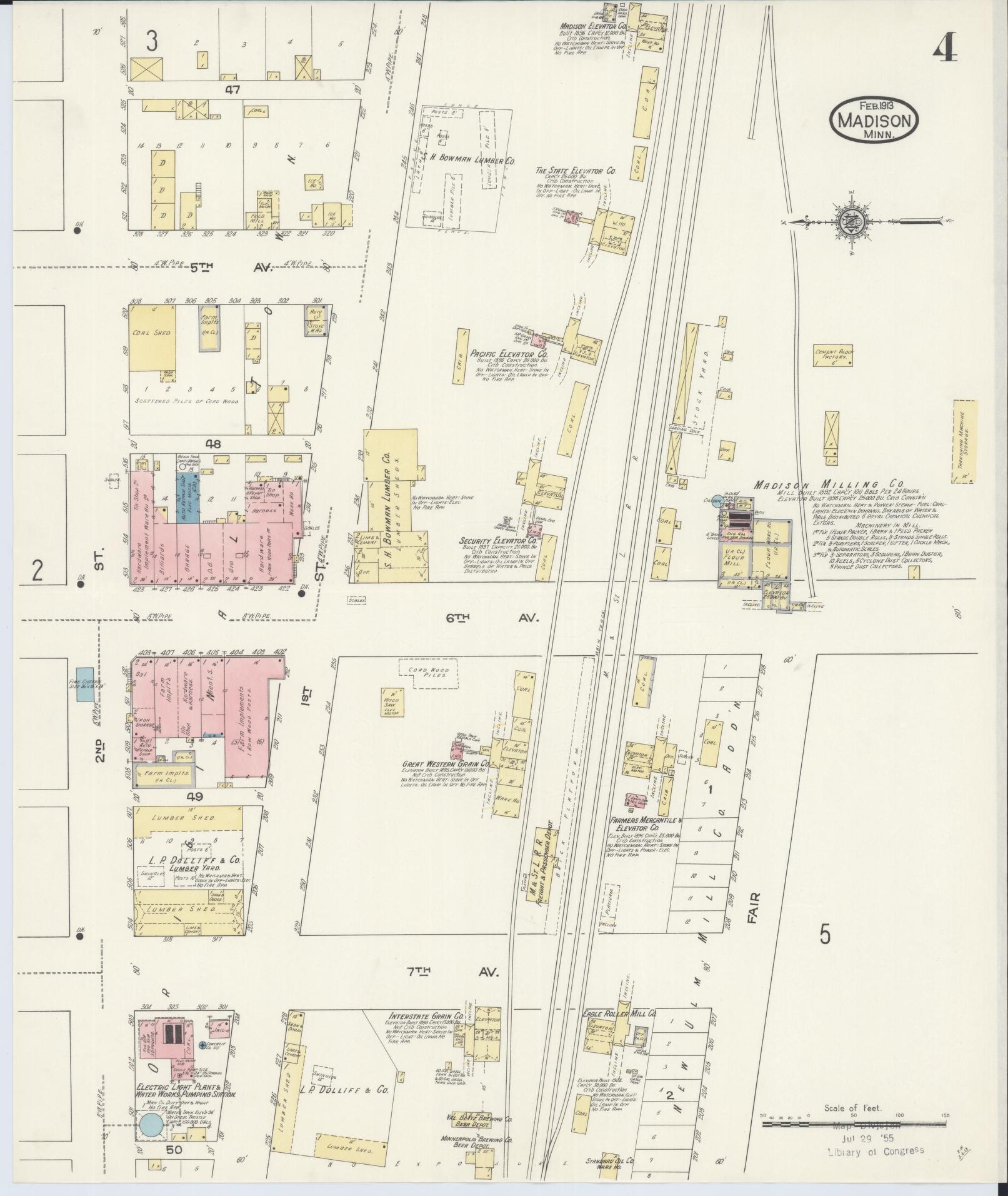 Sanborn Fire Insurance Map from Madison, Lac Qui Parle County, Minnesota (1913), Sheet #0004 - Historic Sanborn Fire Insurance Map Print, vintage old map wall art, antique decor, genealogy gift, Minnesota Minnesota map