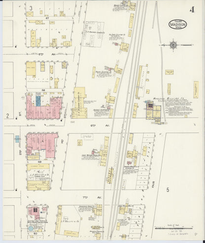 Sanborn Fire Insurance Map from Madison, Lac Qui Parle County, Minnesota (1913), Sheet #0004 - Historic Sanborn Fire Insurance Map Print, vintage old map wall art, antique decor, genealogy gift, Minnesota Minnesota map