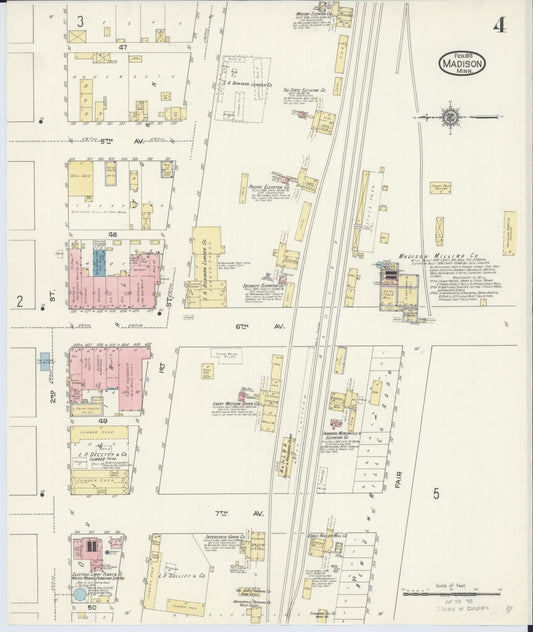Sanborn Fire Insurance Map from Madison, Lac Qui Parle County, Minnesota (1913), Sheet #0004 - Historic Sanborn Fire Insurance Map Print, vintage old map wall art, antique decor, genealogy gift, Minnesota Minnesota map