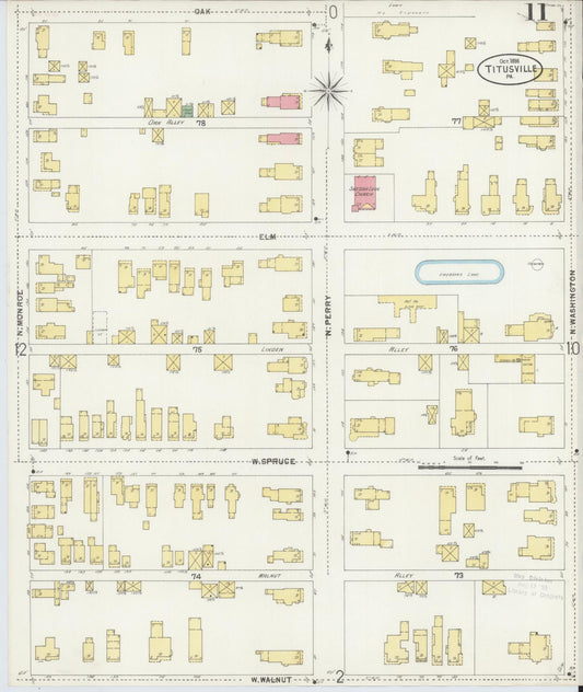 Sanborn Fire Insurance Map from Titusville, Crawford County, Pennsylvania (1898), Sheet #0011 - Historic Sanborn Fire Insurance Map Print, vintage old map wall art, antique decor, genealogy gift, Pennsylvania Pennsylvania map