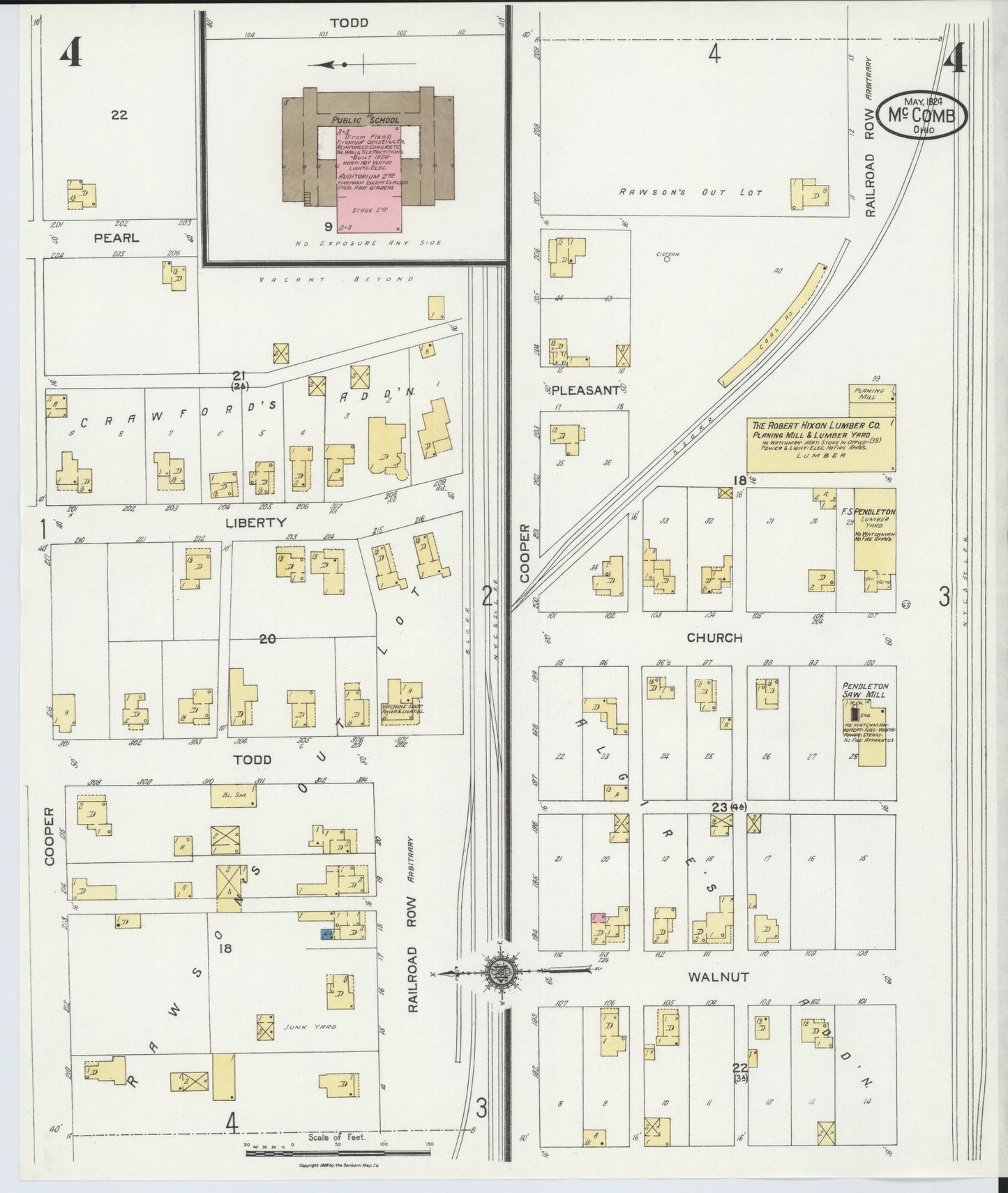 Sanborn Fire Insurance Map from McComb, Hancock County, Ohio (1924), Sheet #0004 - Historic Sanborn Fire Insurance Map Print, vintage old map wall art, antique decor, genealogy gift, Ohio Ohio map