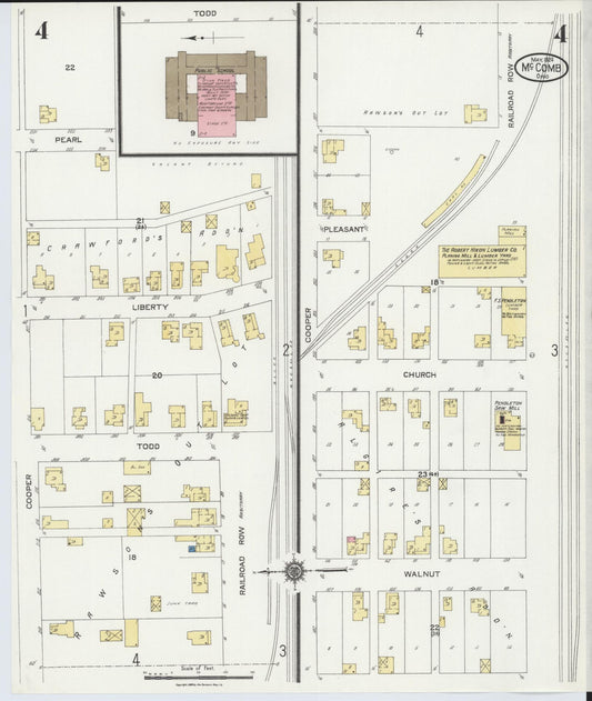 Sanborn Fire Insurance Map from McComb, Hancock County, Ohio (1924), Sheet #0004 - Historic Sanborn Fire Insurance Map Print, vintage old map wall art, antique decor, genealogy gift, Ohio Ohio map