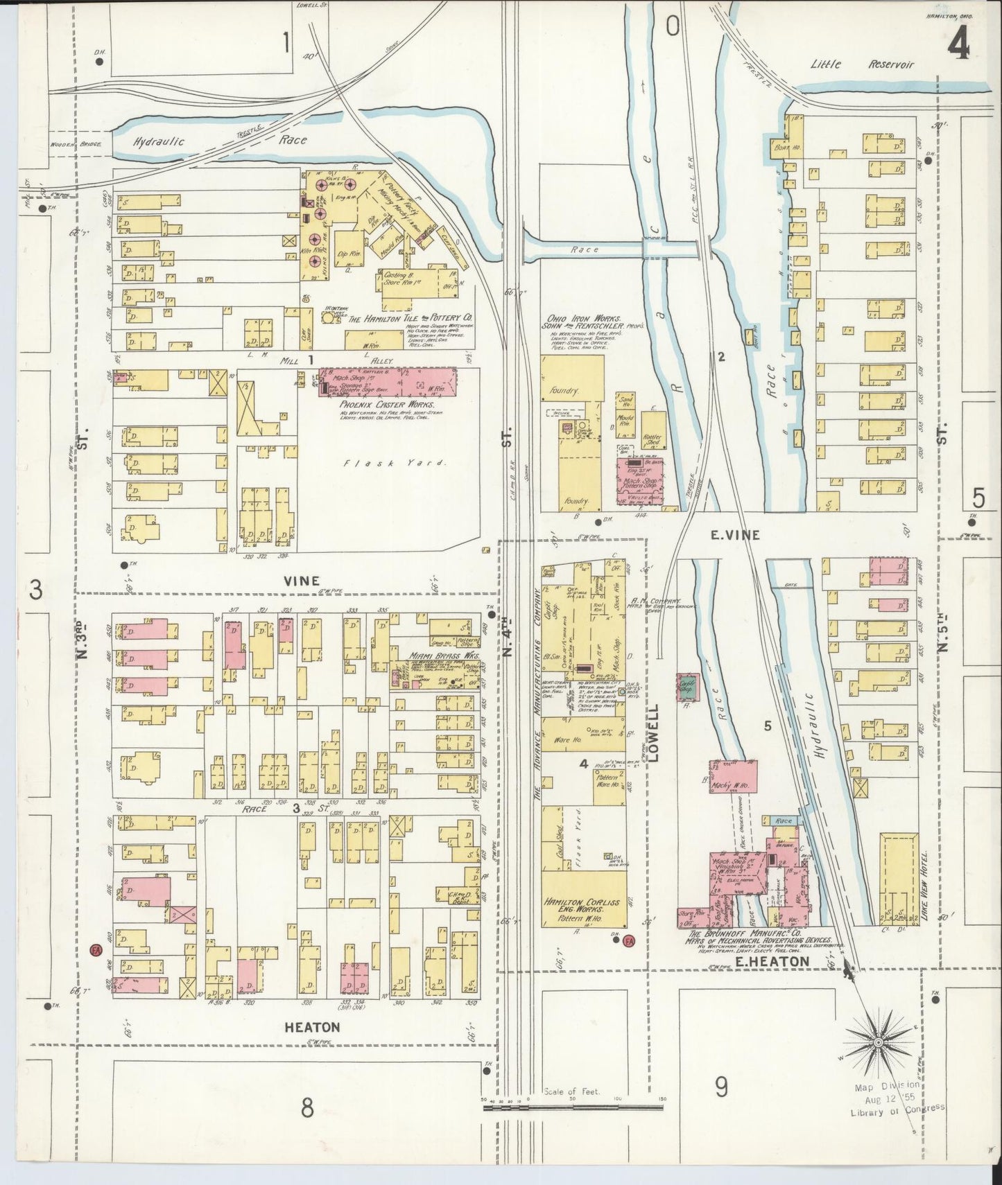 Sanborn Fire Insurance Map from Hamilton, Butler County, Ohio (1899), Sheet #0004 - Historic Sanborn Fire Insurance Map Print, vintage old map wall art, antique decor, genealogy gift, Ohio Ohio map