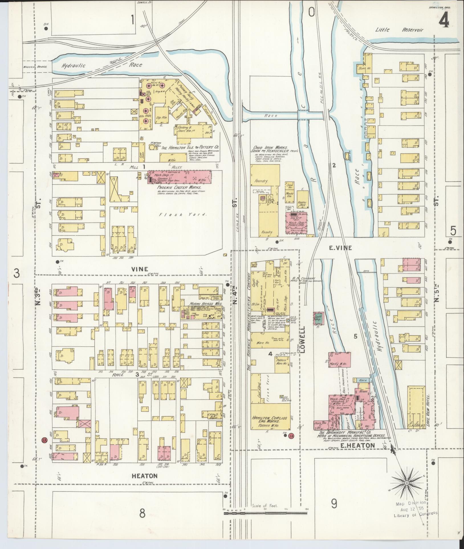 Sanborn Fire Insurance Map from Hamilton, Butler County, Ohio (1899), Sheet #0004 - Historic Sanborn Fire Insurance Map Print, vintage old map wall art, antique decor, genealogy gift, Ohio Ohio map