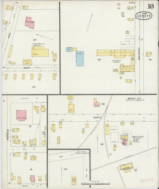 Sanborn Fire Insurance Map from Geneva, Ontario County, New York (1897), Sheet #0018 - Historic Sanborn Fire Insurance Map Print, vintage old map wall art, antique decor, genealogy gift, New York New York map