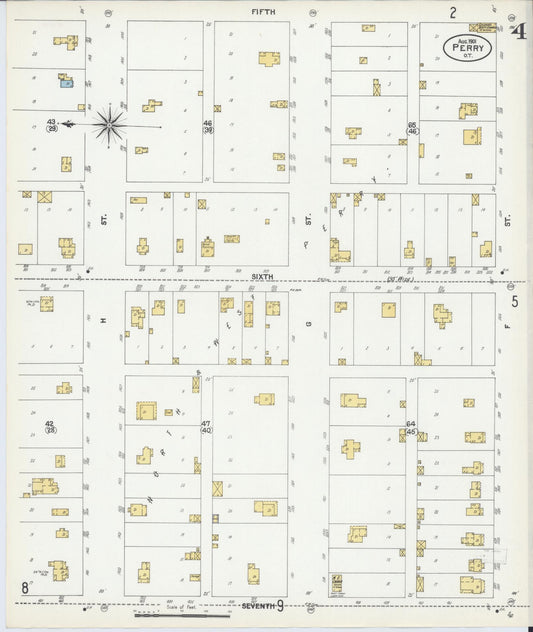 Sanborn Fire Insurance Map from Perry, Noble County, Oklahoma (1901), Sheet #0004 - Historic Sanborn Fire Insurance Map Print, vintage old map wall art, antique decor, genealogy gift, Oklahoma Oklahoma map