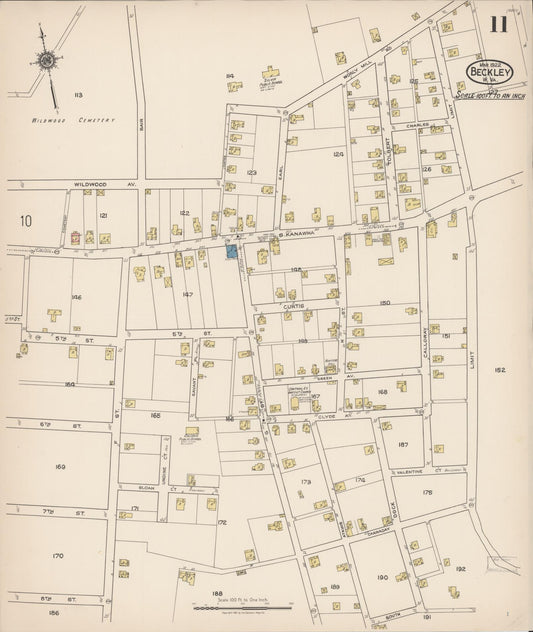 Sanborn Fire Insurance Map from Beckley, Raleigh County, West Virginia (1922), Sheet #0011 - Historic Sanborn Fire Insurance Map Print, vintage old map wall art, antique decor, genealogy gift, West Virginia West Virginia map