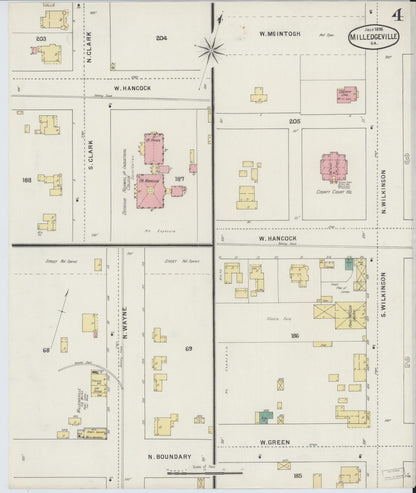 Sanborn Fire Insurance Map from Milledgeville, Baldwin County, Georgia (1895), Sheet #0004 - Complete Map Set gallery image, historic Sanborn map, vintage wall art, Georgia Georgia