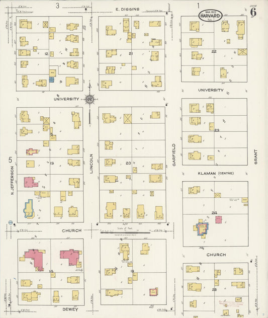 Sanborn Fire Insurance Map from Harvard, McHenry County, Illinois (1922), Sheet #0006 - Historic Sanborn Fire Insurance Map Print, vintage old map wall art, antique decor, genealogy gift, Illinois Illinois map