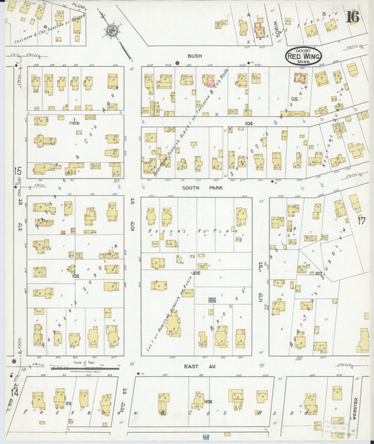 Sanborn Fire Insurance Map from Red Wing, Goodhue County, Minnesota (1917), Sheet #0016 - Historic Sanborn Fire Insurance Map Print, vintage old map wall art, antique decor, genealogy gift, Minnesota Minnesota map