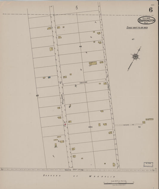 Sanborn Fire Insurance Map from Barrington, Camden County, New Jersey (1922), Sheet #0006 - Historic Sanborn Fire Insurance Map Print, vintage old map wall art, antique decor, genealogy gift, New Jersey New Jersey map