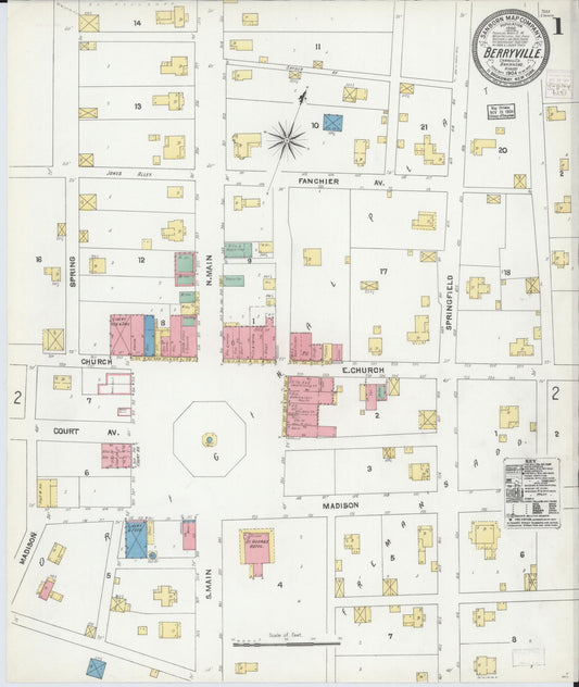 Sanborn Fire Insurance Map from Berryville, Carroll County, Arkansas. (1904) – Historic Sanborn Fire Insurance Map Print