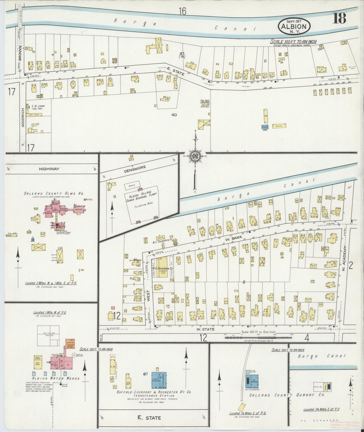 Sanborn Fire Insurance Map from Albion, Orleans County, New York (1917), Sheet #0018 - Complete Map Set gallery image, historic Sanborn map, vintage wall art, New York New York