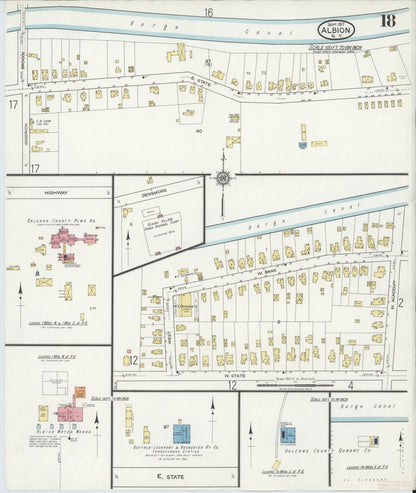Sanborn Fire Insurance Map from Albion, Orleans County, New York (1917), Sheet #0018 - Complete Map Set gallery image, historic Sanborn map, vintage wall art, New York New York
