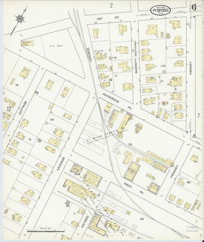 Sanborn Fire Insurance Map from Fort Myers, Lee County, Florida (1914), Sheet #0006 - Complete Map Set gallery image, historic Sanborn map, vintage wall art, Florida Florida