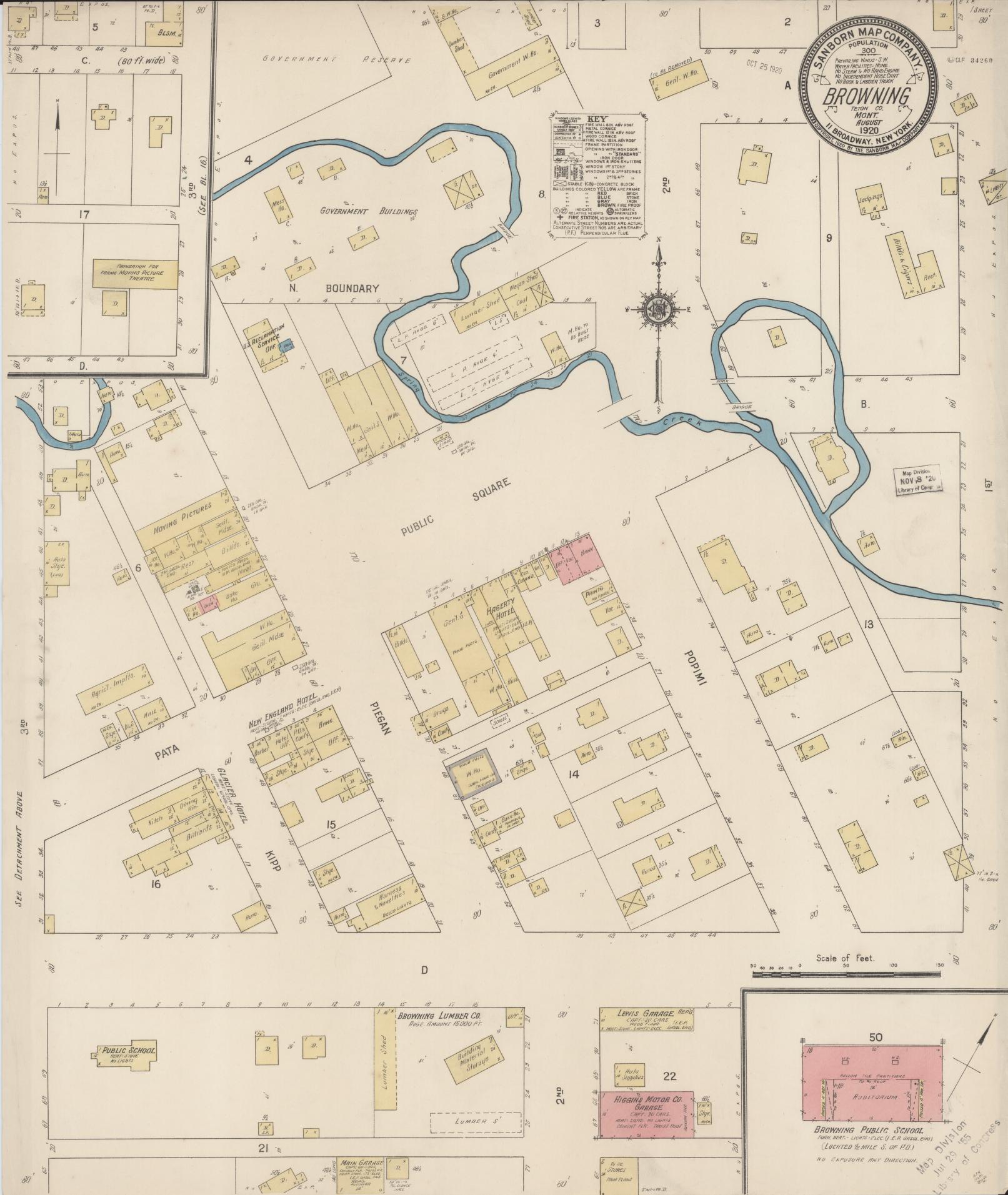 Sanborn Fire Insurance Map from Browning, Teton County, Montana (1920), Sheet #0001 - Historic Sanborn Fire Insurance Map Print, vintage old map wall art, antique decor, genealogy gift, Montana Montana map