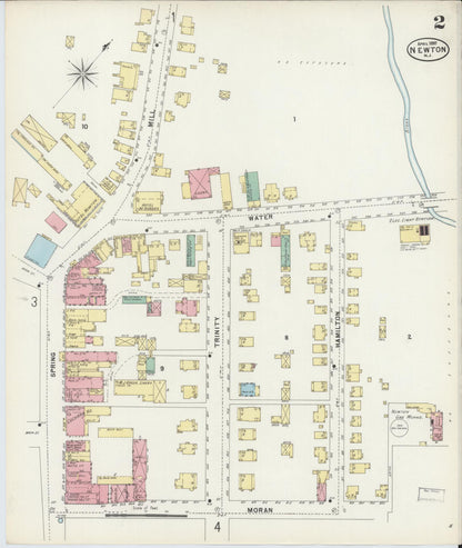 Sanborn Fire Insurance Map from Newton, Sussex County, New Jersey (1897), Sheet #0002 - Historic Sanborn Fire Insurance Map Print, vintage old map wall art, antique decor, genealogy gift, New Jersey New Jersey map