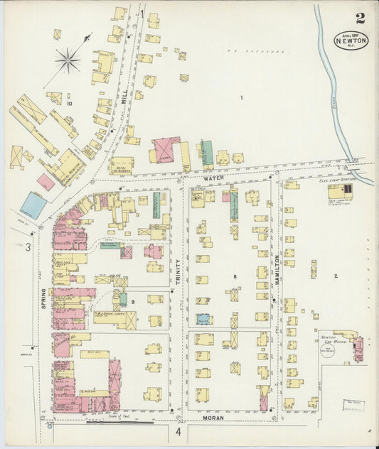 Sanborn Fire Insurance Map from Newton, Sussex County, New Jersey (1897), Sheet #0002 - Historic Sanborn Fire Insurance Map Print, vintage old map wall art, antique decor, genealogy gift, New Jersey New Jersey map