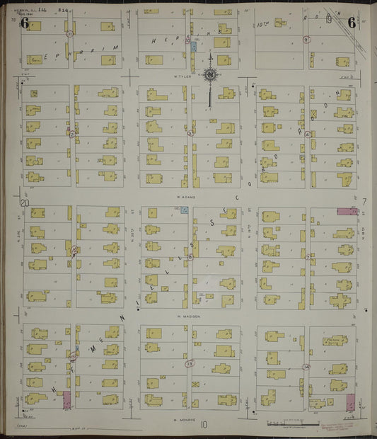 Sanborn Fire Insurance Map from Herrin, Williamson County, Illinois (1947), Sheet #0006 - Historic Sanborn Fire Insurance Map Print, vintage old map wall art, antique decor, genealogy gift, Illinois Illinois map
