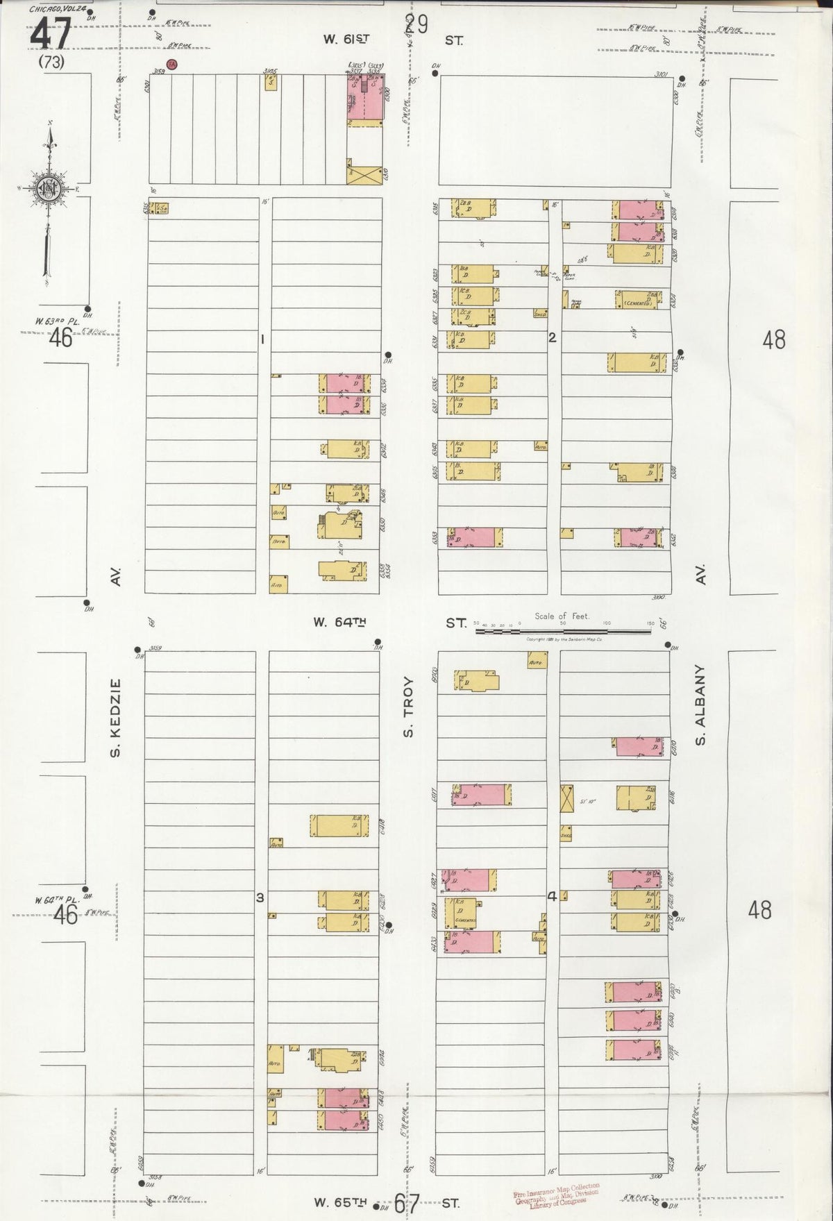 Sanborn Fire Insurance Map from Chicago, Cook County, Illinois (1920), Sheet #0047 - Historic Sanborn Fire Insurance Map Print, vintage old map wall art, antique decor, genealogy gift, Illinois Illinois map