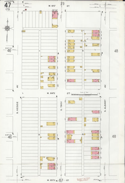 Sanborn Fire Insurance Map from Chicago, Cook County, Illinois (1920), Sheet #0047 - Historic Sanborn Fire Insurance Map Print, vintage old map wall art, antique decor, genealogy gift, Illinois Illinois map