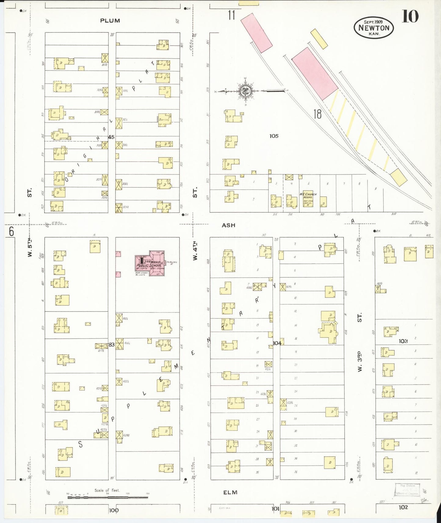Sanborn Fire Insurance Map from Newton, Harvey County, Kansas (1909), Sheet #0010 - Complete Map Set gallery image, historic Sanborn map, vintage wall art, Kansas Kansas