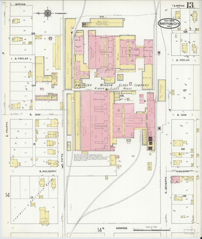 Sanborn Fire Insurance Map from Hartford City, Blackford County, Indiana (1909), Sheet #0013 - Complete Map Set gallery image, historic Sanborn map, vintage wall art, Indiana Indiana