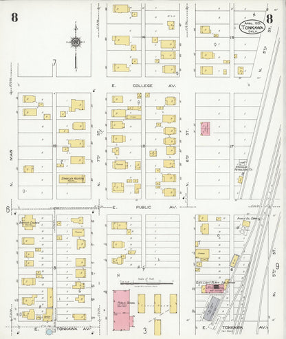 Sanborn Fire Insurance Map from Tonkawa, Kay County, Oklahoma (1925), Sheet #0008 - Complete Map Set gallery image, historic Sanborn map, vintage wall art, Oklahoma Oklahoma