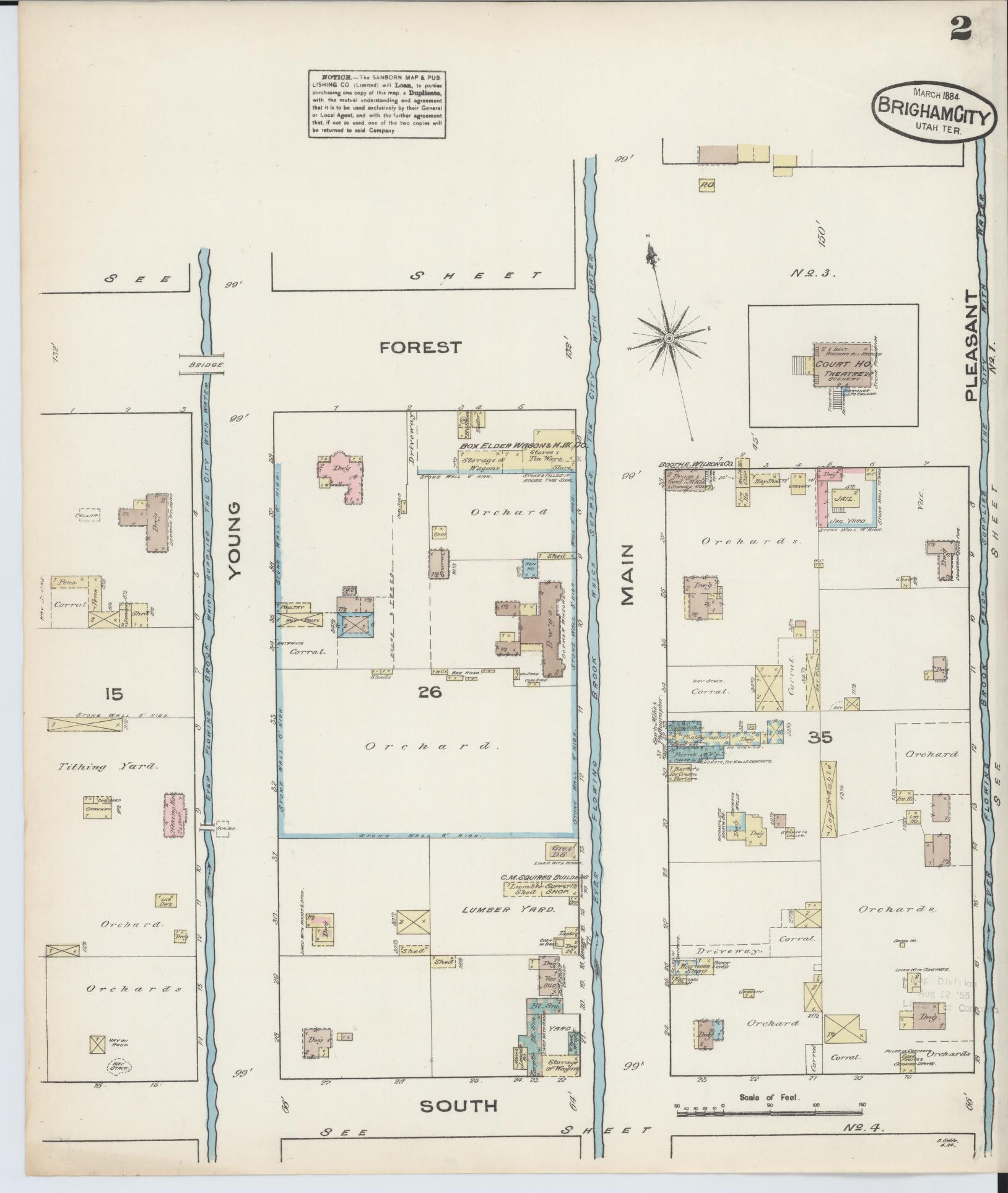 Sanborn Fire Insurance Map from Brigham City, Box Elder County, Utah (1884), Sheet #0002 - Complete Map Set gallery image, historic Sanborn map, vintage wall art, Utah Utah