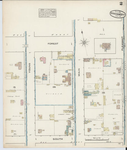Sanborn Fire Insurance Map from Brigham City, Box Elder County, Utah (1884), Sheet #0002 - Complete Map Set gallery image, historic Sanborn map, vintage wall art, Utah Utah