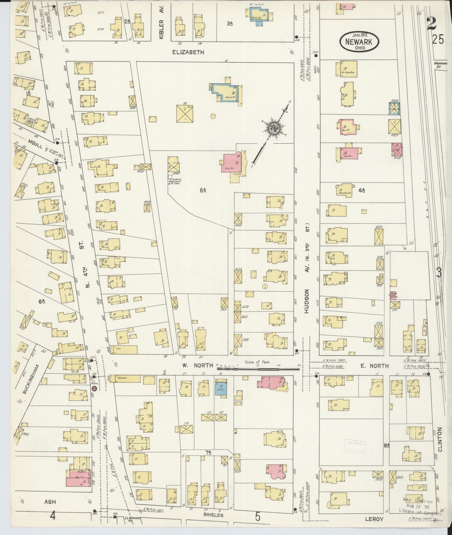 Sanborn Fire Insurance Map from Newark, Licking County, Ohio (1912), Sheet #0002 - Complete Map Set gallery image, historic Sanborn map, vintage wall art, Ohio Ohio