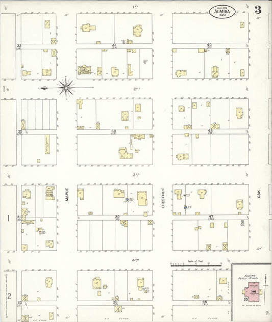 Sanborn Fire Insurance Map from Almira, Lincoln County, Washington (1909), Sheet #0003 - Historic Sanborn Fire Insurance Map Print, vintage old map wall art, antique decor, genealogy gift, Washington Washington map