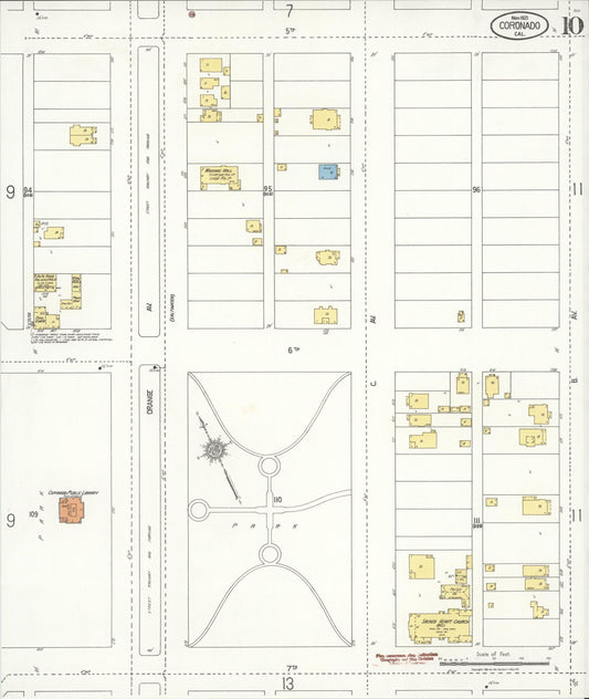 Sanborn Fire Insurance Map from Coronado, San Diego County, California (1921), Sheet #0010 - Historic Sanborn Fire Insurance Map Print, vintage old map wall art, antique decor, genealogy gift, California California map