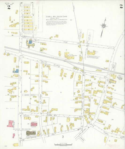 Sanborn Fire Insurance Map from Bethel, Oxford County, Maine (1935), Sheet #0002 - Historic Sanborn Fire Insurance Map Print, vintage old map wall art, antique decor, genealogy gift, Maine Maine map