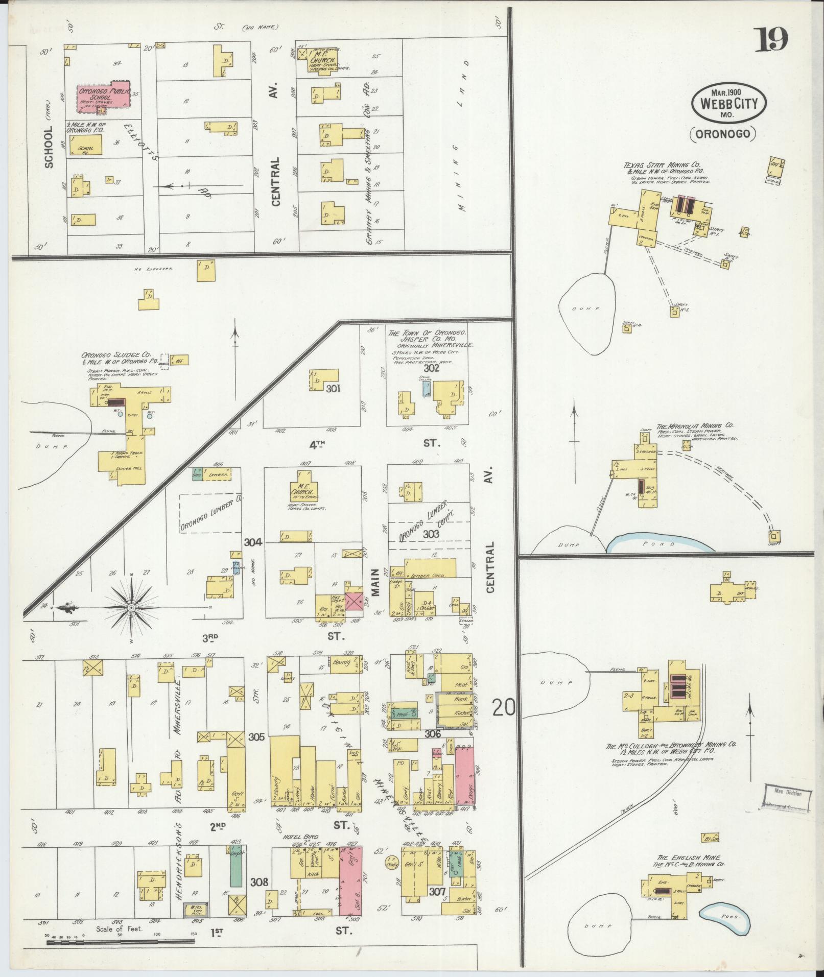 Sanborn Fire Insurance Map from Webb City, Jasper County, Missouri (1900), Sheet #0019 - Complete Map Set gallery image, historic Sanborn map, vintage wall art, Missouri Missouri
