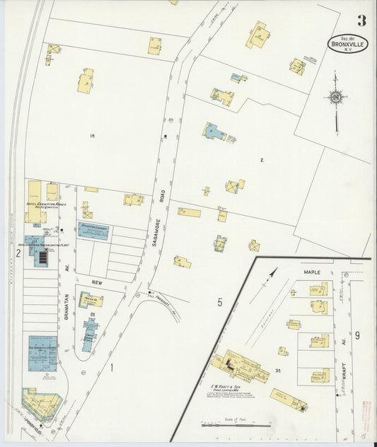 Sanborn Fire Insurance Map from Bronxville, Westchester County, New York (1911), Sheet #0003 - Historic Sanborn Fire Insurance Map Print, vintage old map wall art, antique decor, genealogy gift, New York New York map