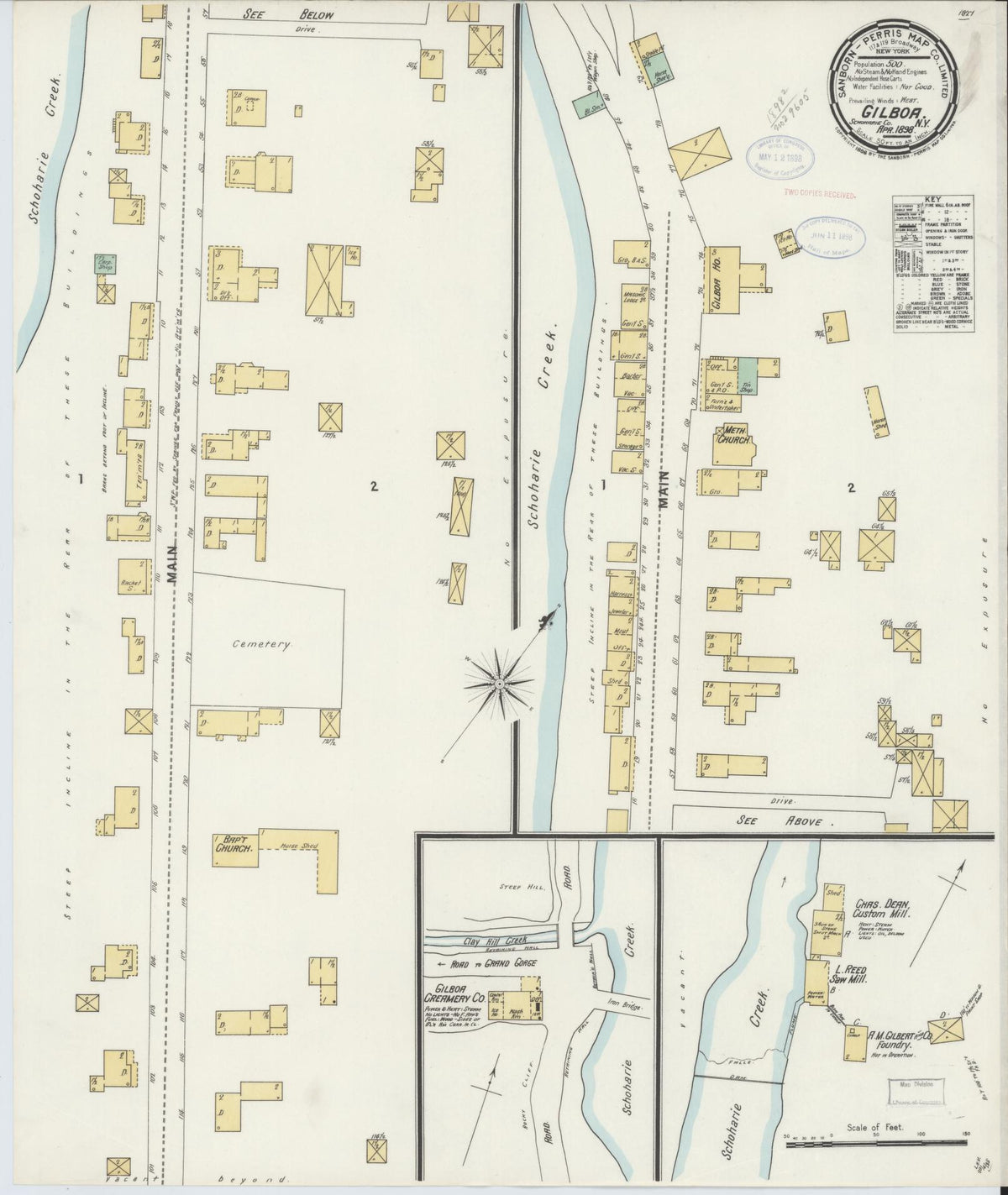 Sanborn Fire Insurance Map from Gilboa, Schoharie County, New York (1898), Sheet #0001 - Historic Sanborn Fire Insurance Map Print, vintage old map wall art, antique decor, genealogy gift, New York New York map