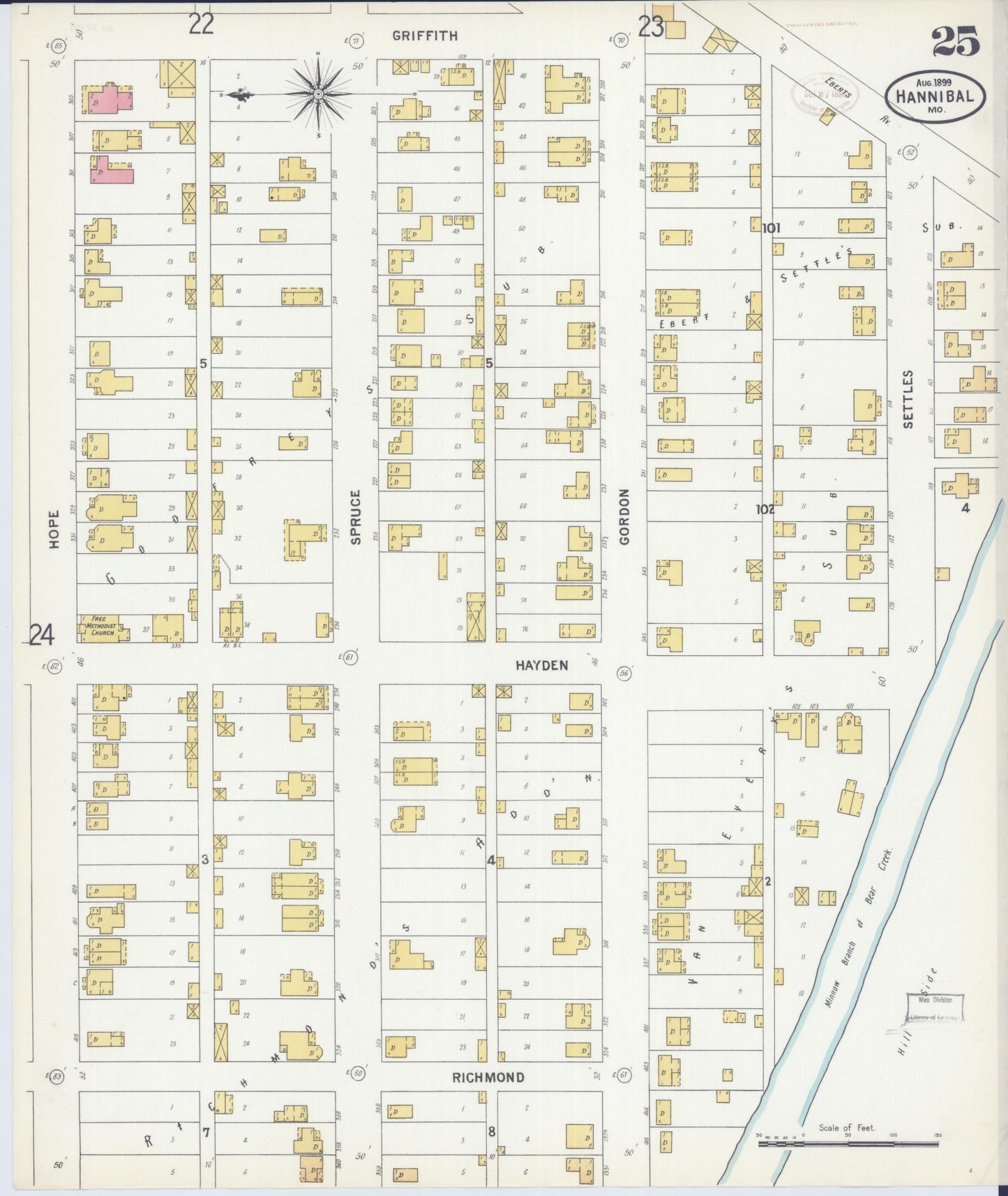Sanborn Fire Insurance Map from Hannibal, Marion County, Missouri (1899), Sheet #0025 - Complete Map Set gallery image, historic Sanborn map, vintage wall art, Missouri Missouri