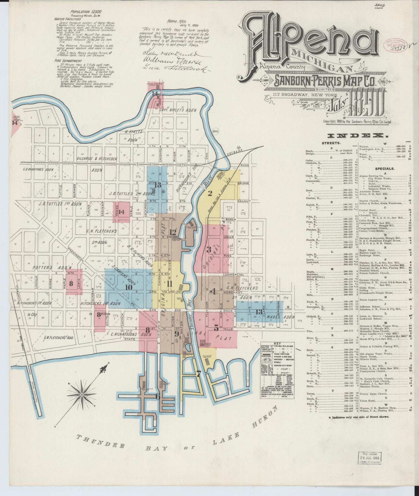 Sanborn Fire Insurance Map from Alpena, Alpena County, Michigan. (1890) – Historic Sanborn Fire Insurance Map Print