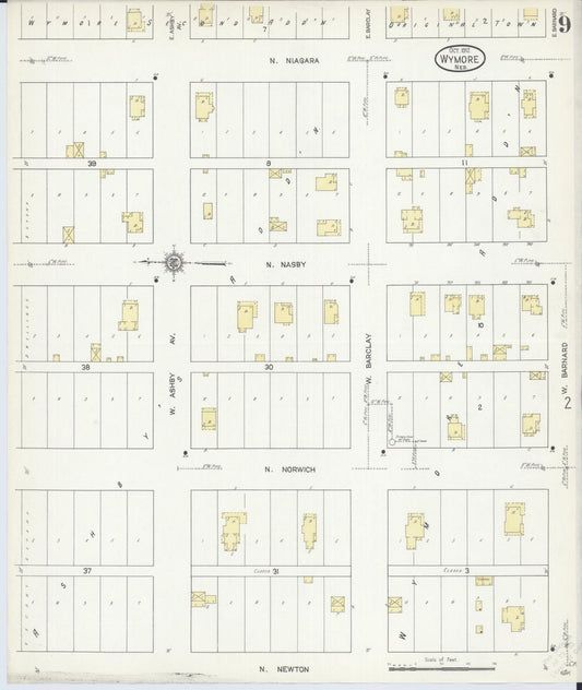 Sanborn Fire Insurance Map from Wymore, Gage County, Nebraska (1912), Sheet #0009 - Historic Sanborn Fire Insurance Map Print, vintage old map wall art, antique decor, genealogy gift, Nebraska Nebraska map