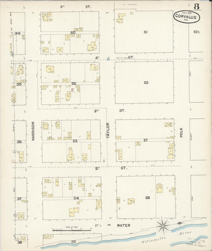 Sanborn Fire Insurance Map from Corvallis, Benton County, Oregon (1890), Sheet #0008 - Complete Map Set gallery image, historic Sanborn map, vintage wall art, Oregon Oregon