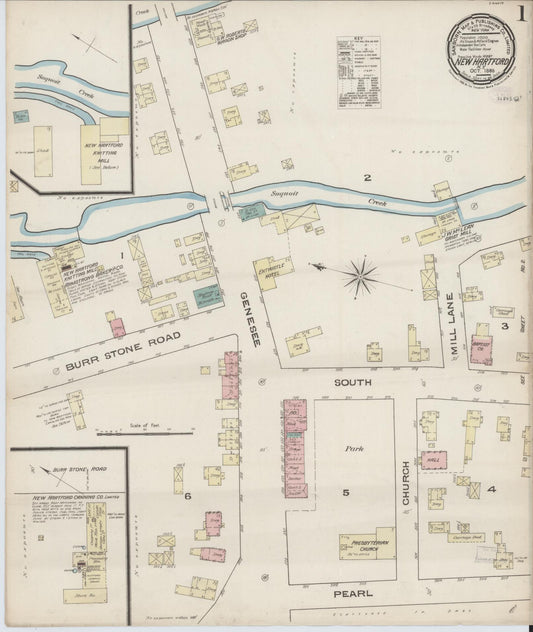 Sanborn Fire Insurance Map from New Hartford, Oneida County, New York (1885), Sheet #0001 - Historic Sanborn Fire Insurance Map Print, vintage old map wall art, antique decor, genealogy gift, New York New York map