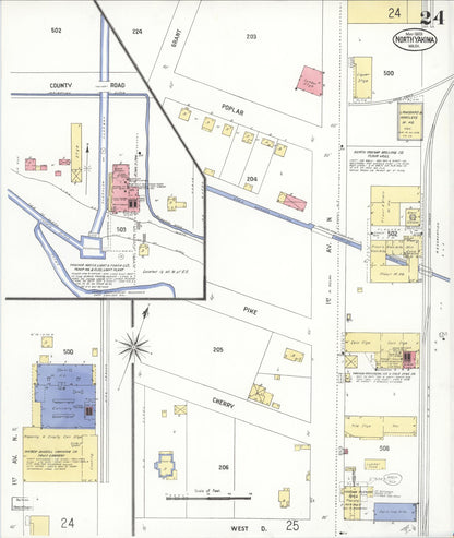 Sanborn Fire Insurance Map from North Yakima, Yakima County, Washington (1909), Sheet #0024 - Complete Map Set gallery image, historic Sanborn map, vintage wall art, Washington Washington
