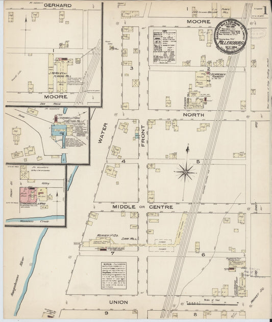 Sanborn Fire Insurance Map from Millersburg, Dauphin County, Pennsylvania (1884), Sheet #0001 - Historic Sanborn Fire Insurance Map Print, vintage old map wall art, antique decor, genealogy gift, Pennsylvania Pennsylvania map