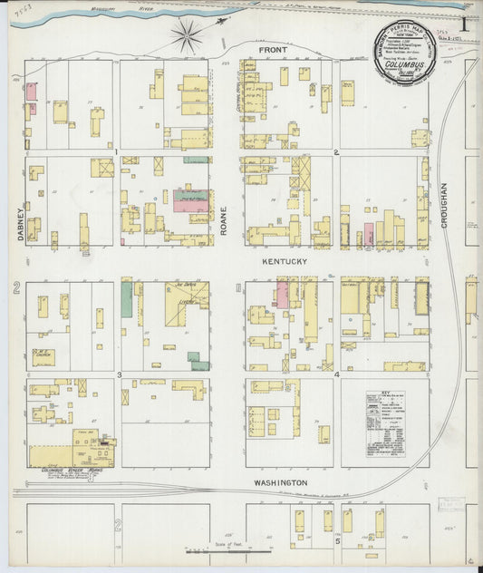Sanborn Fire Insurance Map from Columbus, Hickman County, Kentucky (1892), Sheet #0001 - Complete Map Set gallery image, historic Sanborn map, vintage wall art, Kentucky Kentucky
