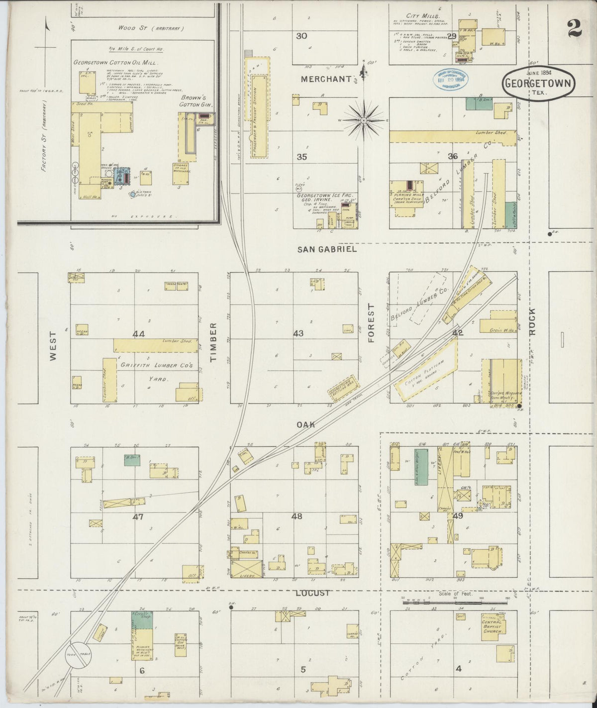 Sanborn Fire Insurance Map from Georgetown, Williamson County, Texas (1894), Sheet #0002 - Historic Sanborn Fire Insurance Map Print, vintage old map wall art, antique decor, genealogy gift, Texas Texas map