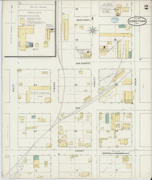 Sanborn Fire Insurance Map from Georgetown, Williamson County, Texas (1894), Sheet #0002 - Historic Sanborn Fire Insurance Map Print, vintage old map wall art, antique decor, genealogy gift, Texas Texas map