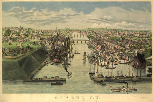 Oswego, N.Y. (1855) – Historic Bird’s-Eye View Panorama Print